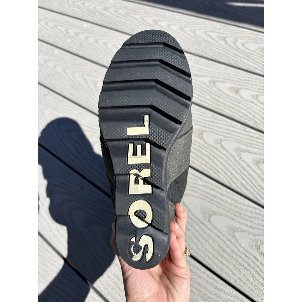 Sorel Boots Size US 8.5 Green‎ Lexie Wedge Quilted Lug Sole Leather 3375-026